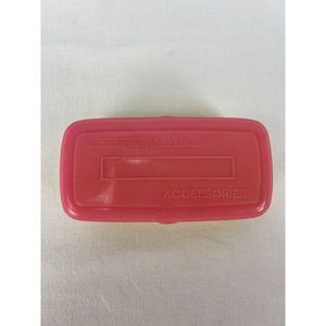 Vintage Sewing Machine Accessories Plastic Storage Box Pink Lid Notions Holder